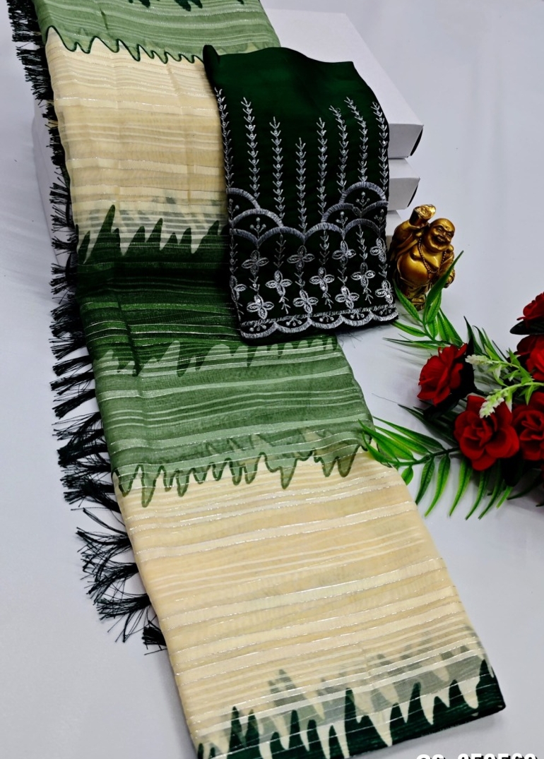 GEORGETTE FANCY SOFT SILK SAREES WITH BLOUSE MODERN FANCY  SAREES - BEIGE COLOUR