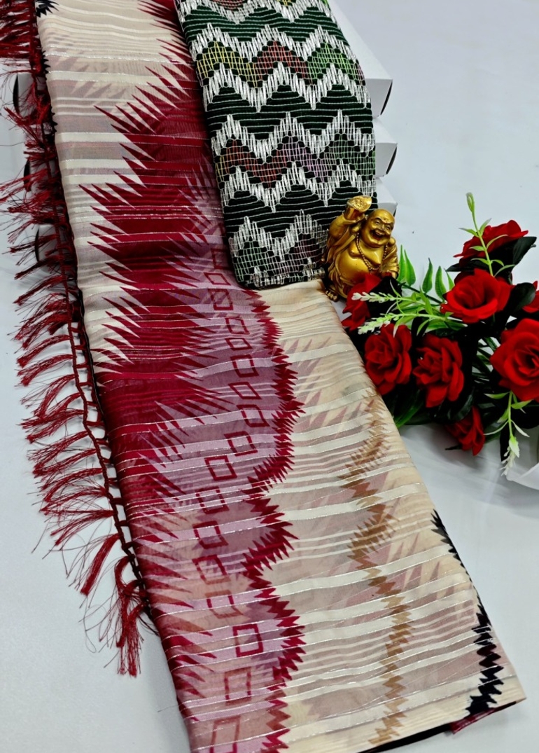 GEORGETTE FANCY SOFT SILK SAREES WITH BLOUSE MODERN FANCY  SAREES - WHITE