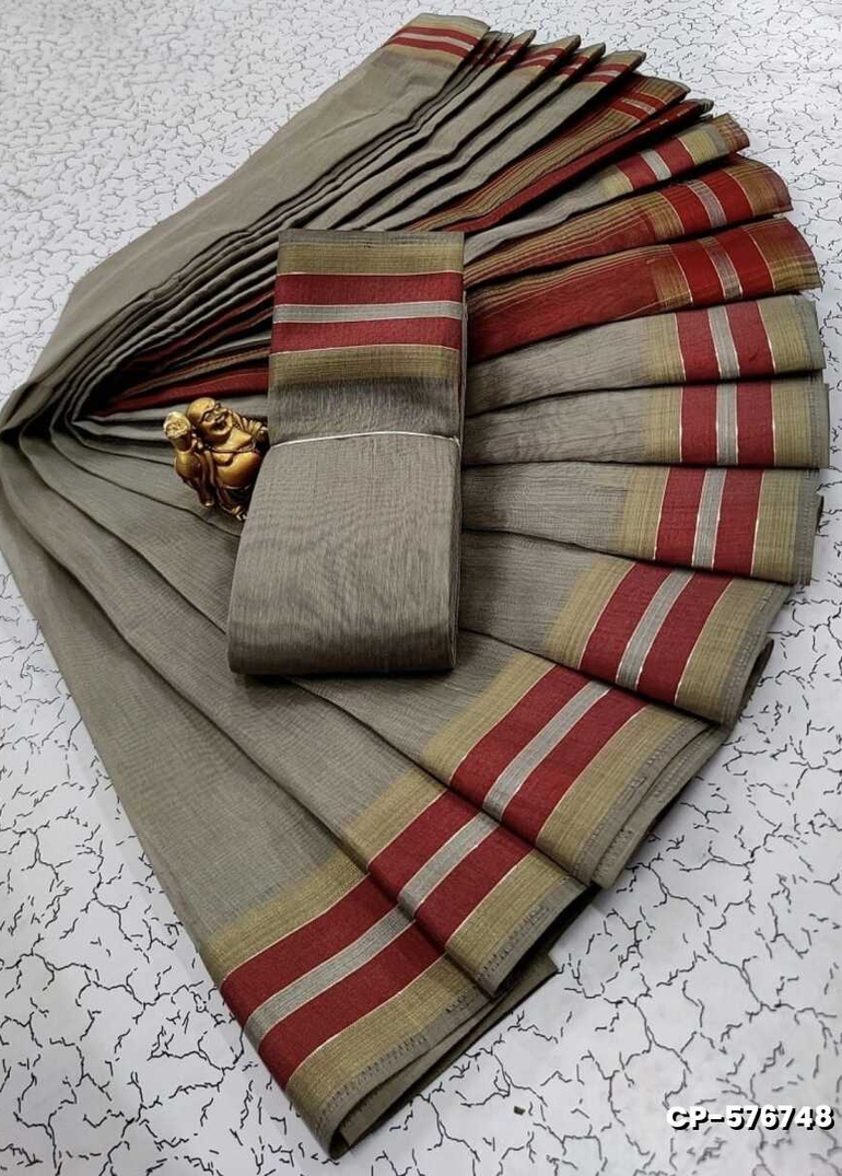 FANCY PLAIN COTTON SOFT SILK SAREES - LIGHT COLOUR (1)