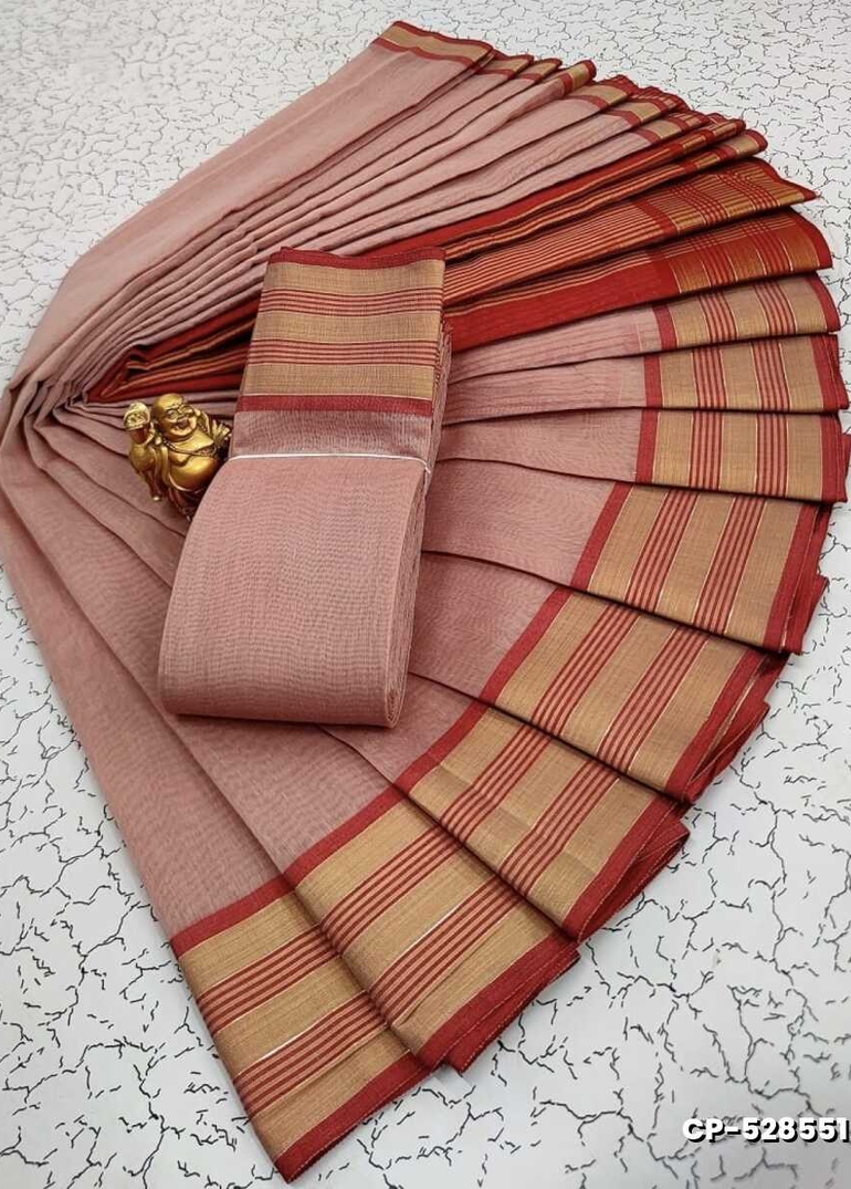 FANCY PLAIN COTTON SOFT SILK SAREES - ONIYAN PINK (2)