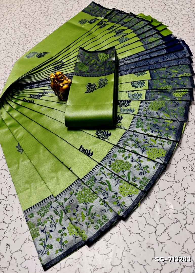 KUBERA ELITE BRIDAL RAPIER FANCY LIGHT WEIGHT SILK TYPE SAREES FUNCTION WEAR - GREEN COLOUR