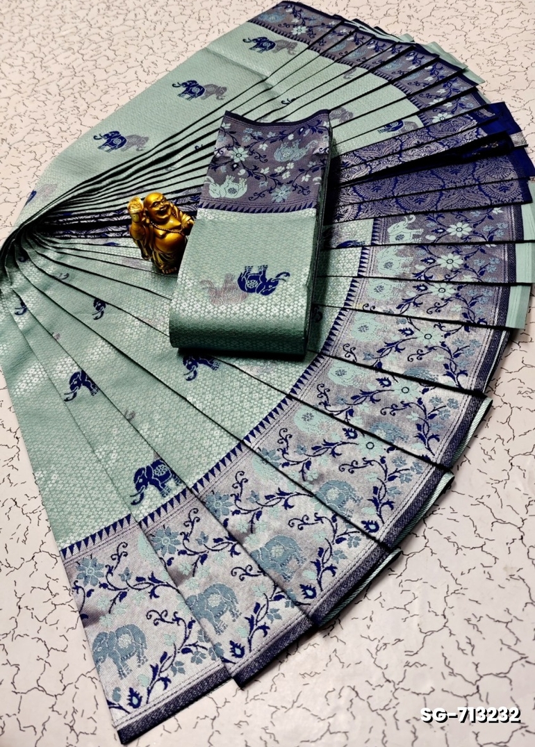 KUBERA ELITE BRIDAL RAPIER FANCY LIGHT WEIGHT SILK TYPE SAREES FUNCTION WEAR - LIGHT SKY BLUE