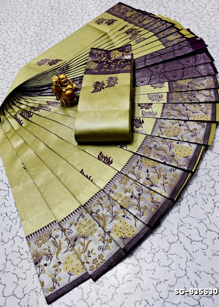 KUBERA ELITE  BRIDAL RAPIER FANCY  LIGHT WEIGHT SILK TYPE SAREES FUNCTION WEAR - PESTA GREEN