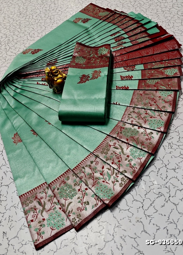 KUBERA ELITE  BRIDAL RAPIER FANCY  LIGHT WEIGHT SILK TYPE SAREES FUNCTION WEAR  - NORMAL GREEN
