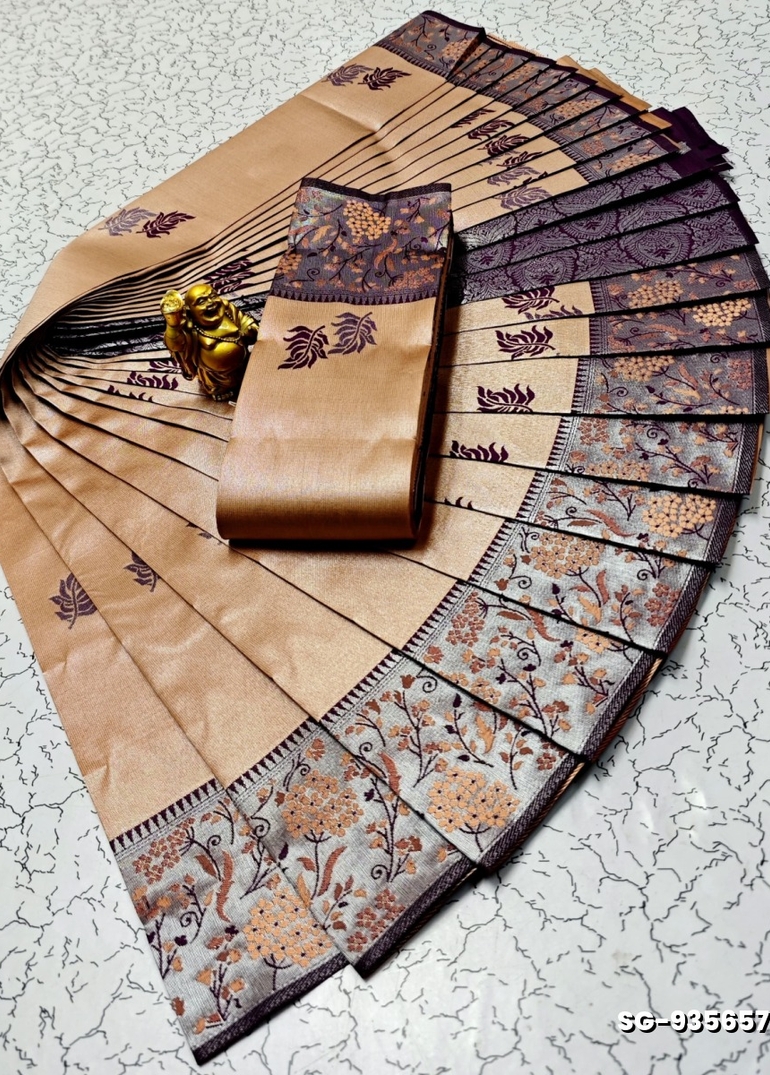 KUBERA ELITE  BRIDAL RAPIER FANCY  LIGHT WEIGHT SILK TYPE SAREES FUNCTION WEAR- LIGHT ORANGE