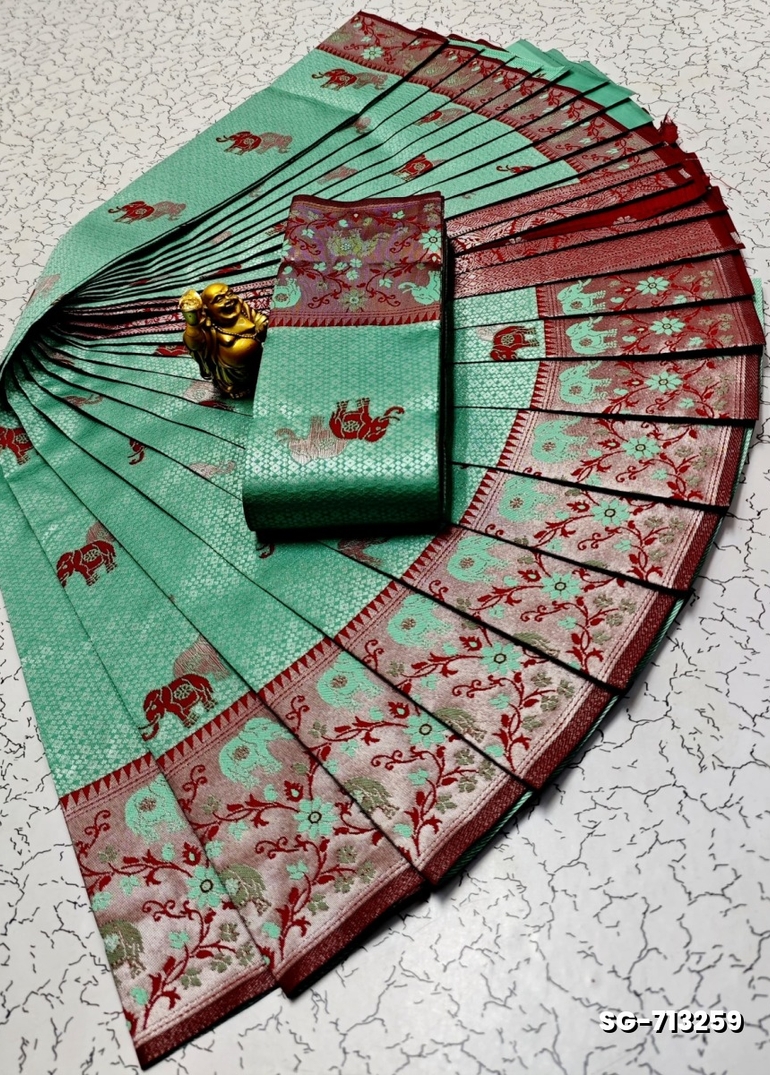 KUBERA ELITE BRIDAL RAPIER FANCY LIGHT WEIGHT SILK TYPE SAREES FUNCTION WEAR - NORMAL GREEN