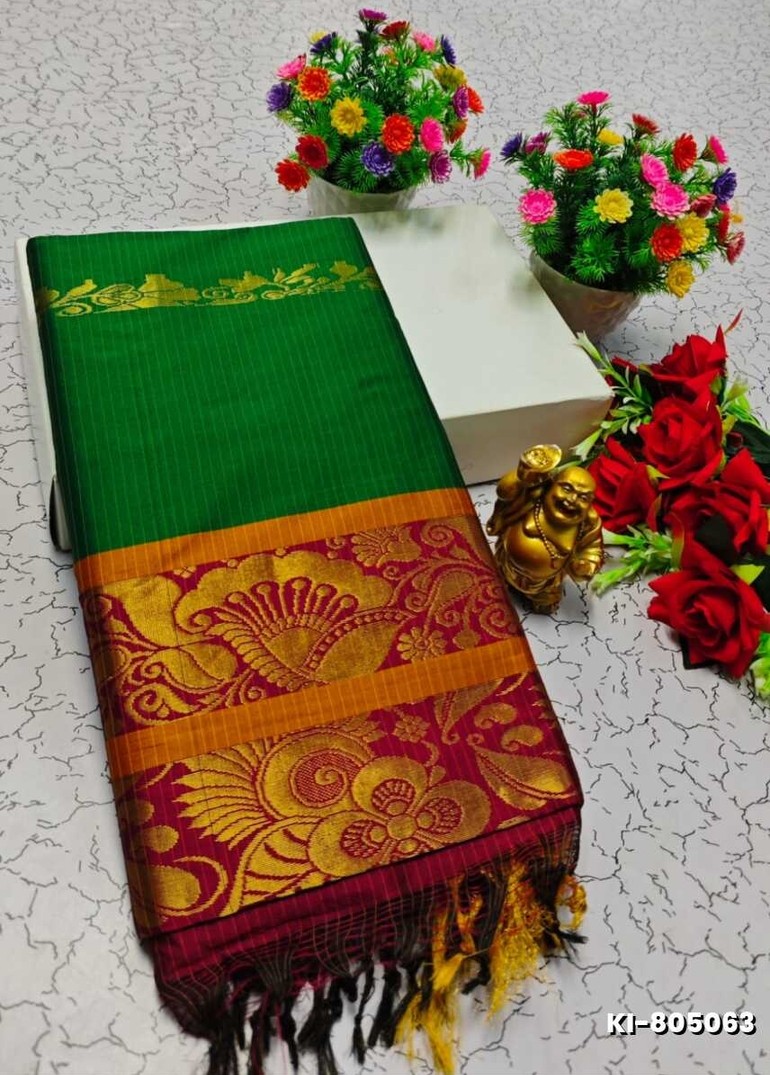 KALYANI SILK TYPE SAREES - GREEN COLOUR