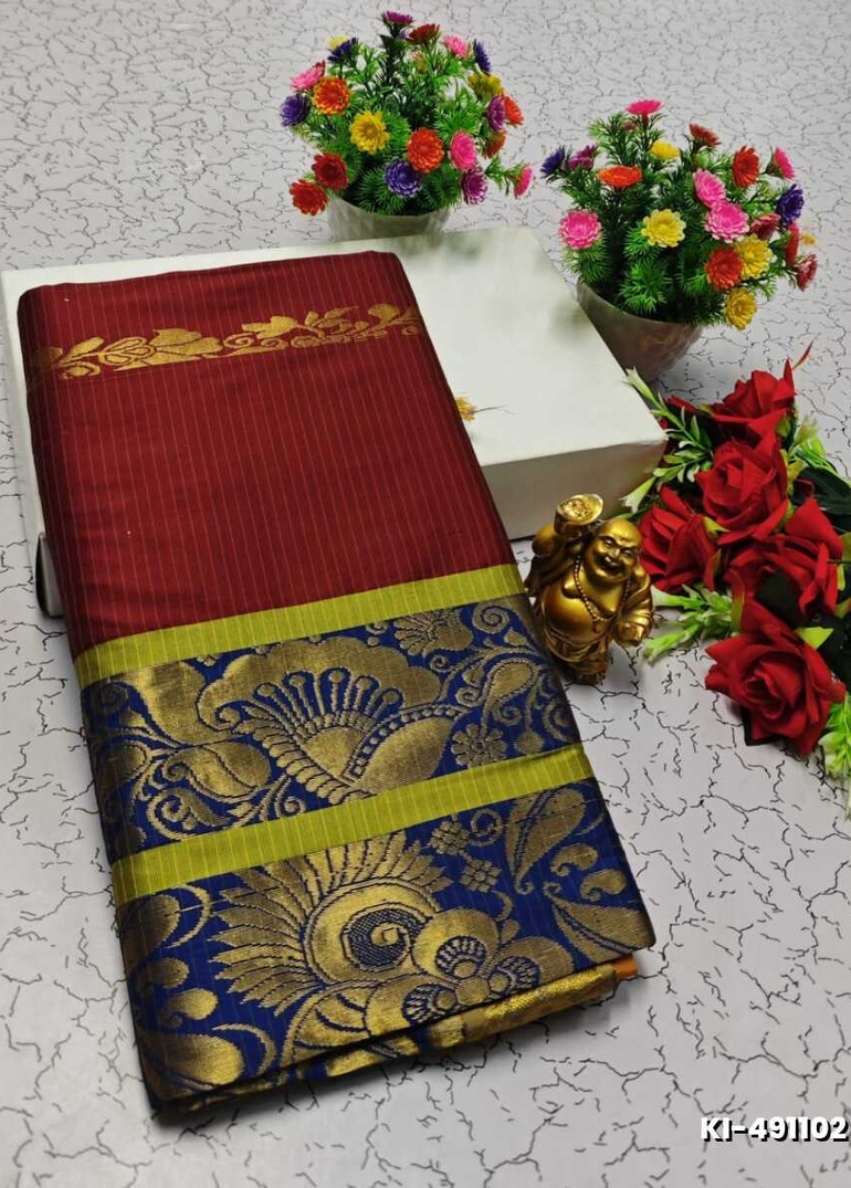 KALYANI SILK TYPE SAREES - MERUN (1)