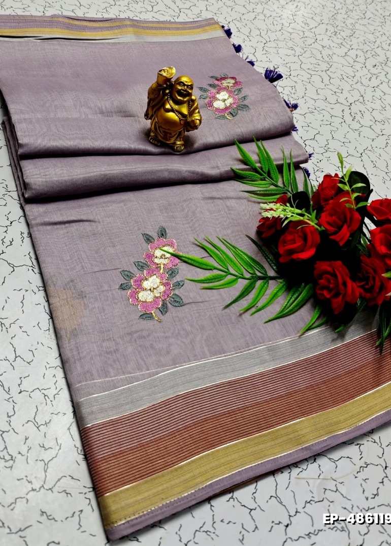 DIGITAL EMBROIDERY PRINTING COTTON SAREES - LEVENDOR