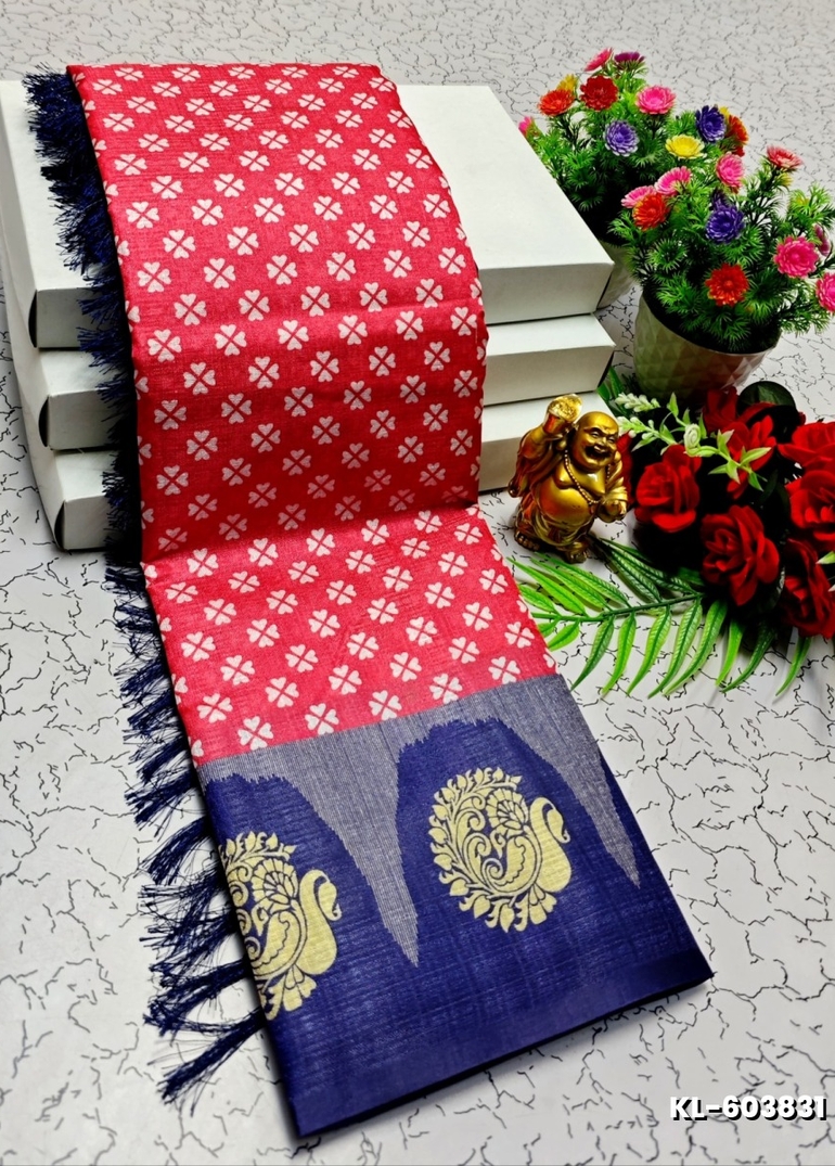 DEGITAL KARGIL PRINTED  COTTON TYPE SAREE - DARK PINK