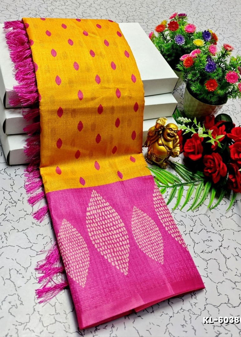 DEGITAL KARGIL PRINTED  COTTON TYPE SAREE - GOLD COLOUR