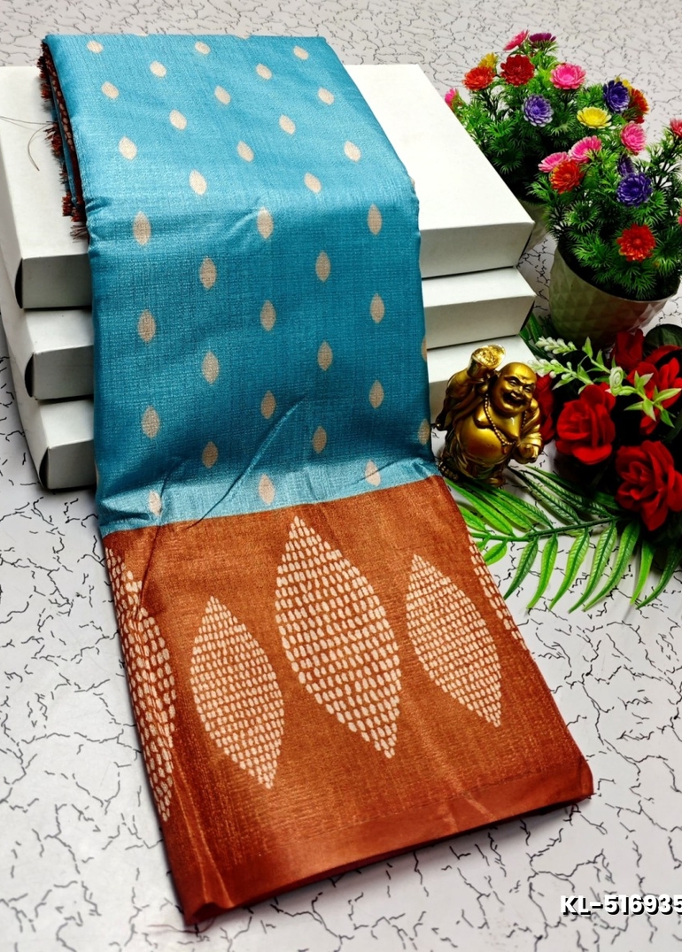 DEGITAL KARGIL PRINTED  COTTON TYPE SAREE - DARK SKY BLUE (1)