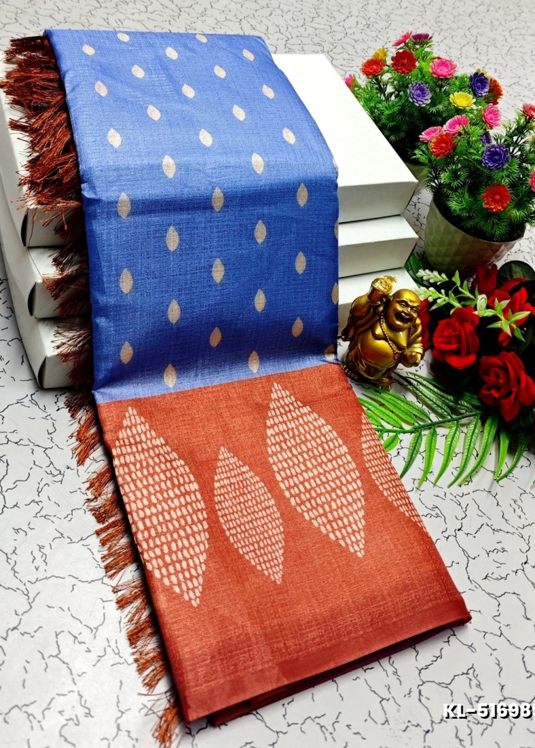 DEGITAL KARGIL PRINTED  COTTON TYPE SAREE - BLUE COLOUR (1)