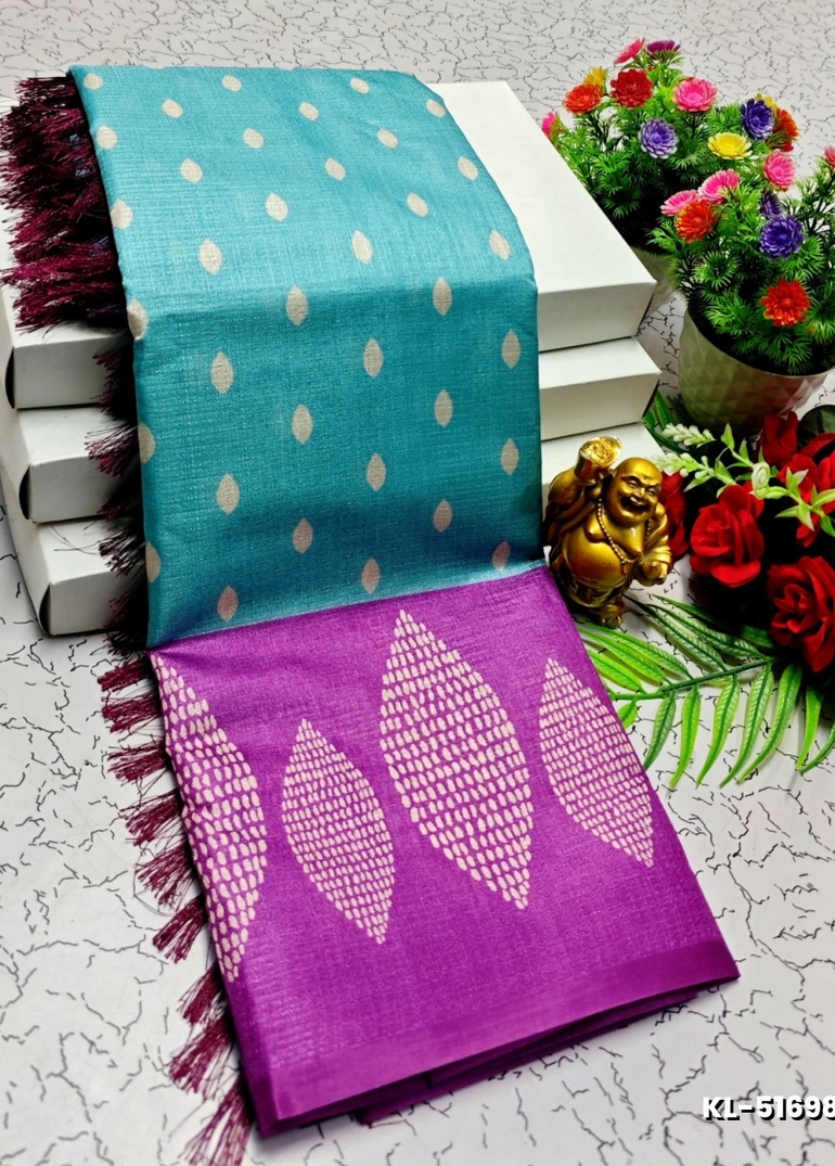 DEGITAL KARGIL PRINTED  COTTON TYPE SAREE - BLUE SHADE
