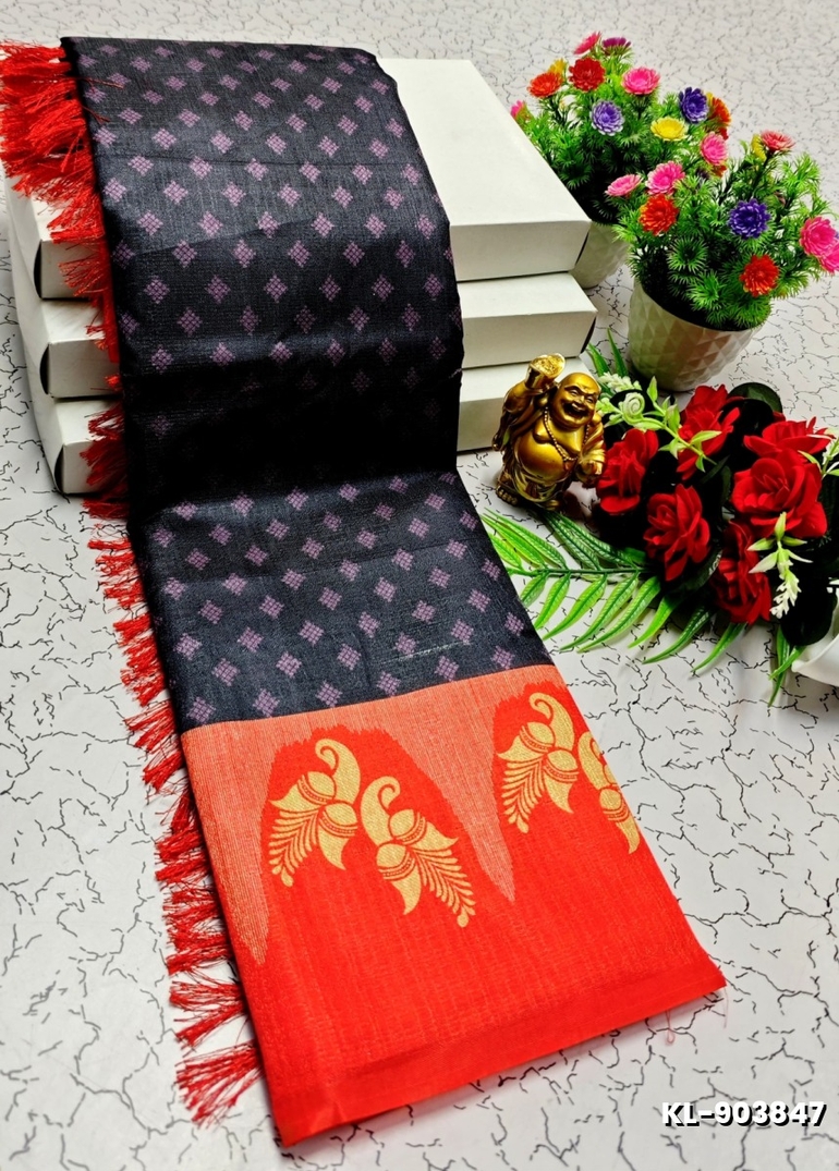 DEGITAL KARGIL PRINTED  COTTON TYPE SAREE - GRAY