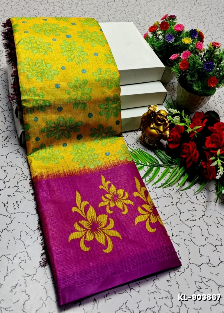 DEGITAL KARGIL PRINTED  COTTON TYPE SAREE - GOLD COLOUR (1)