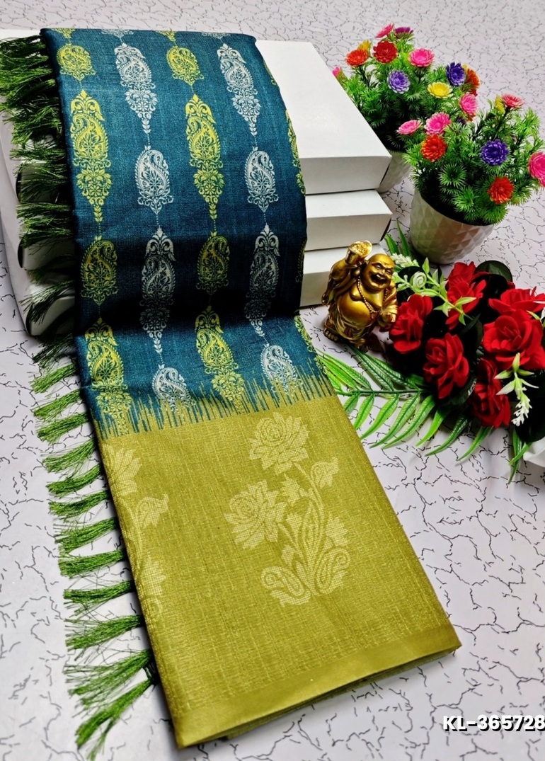 DEGITAL KARGIL PRINTED  COTTON TYPE SAREE - - BULE