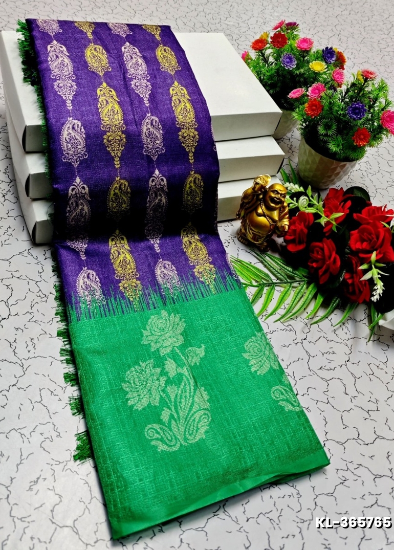 DEGITAL KARGIL PRINTED  COTTON TYPE SAREE - - INDIGO COLOUR