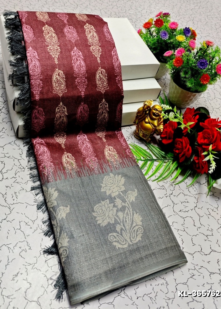 DEGITAL KARGIL PRINTED  COTTON TYPE SAREE - - MAROON COLOR