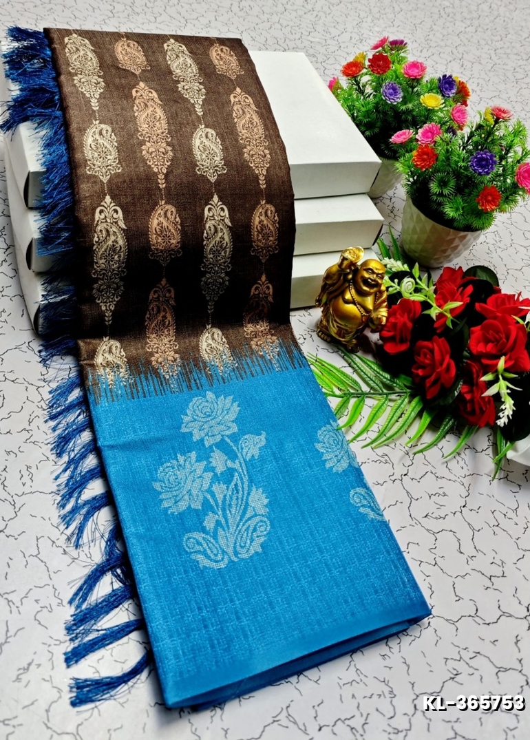 DEGITAL KARGIL PRINTED  COTTON TYPE SAREE - - BROWN