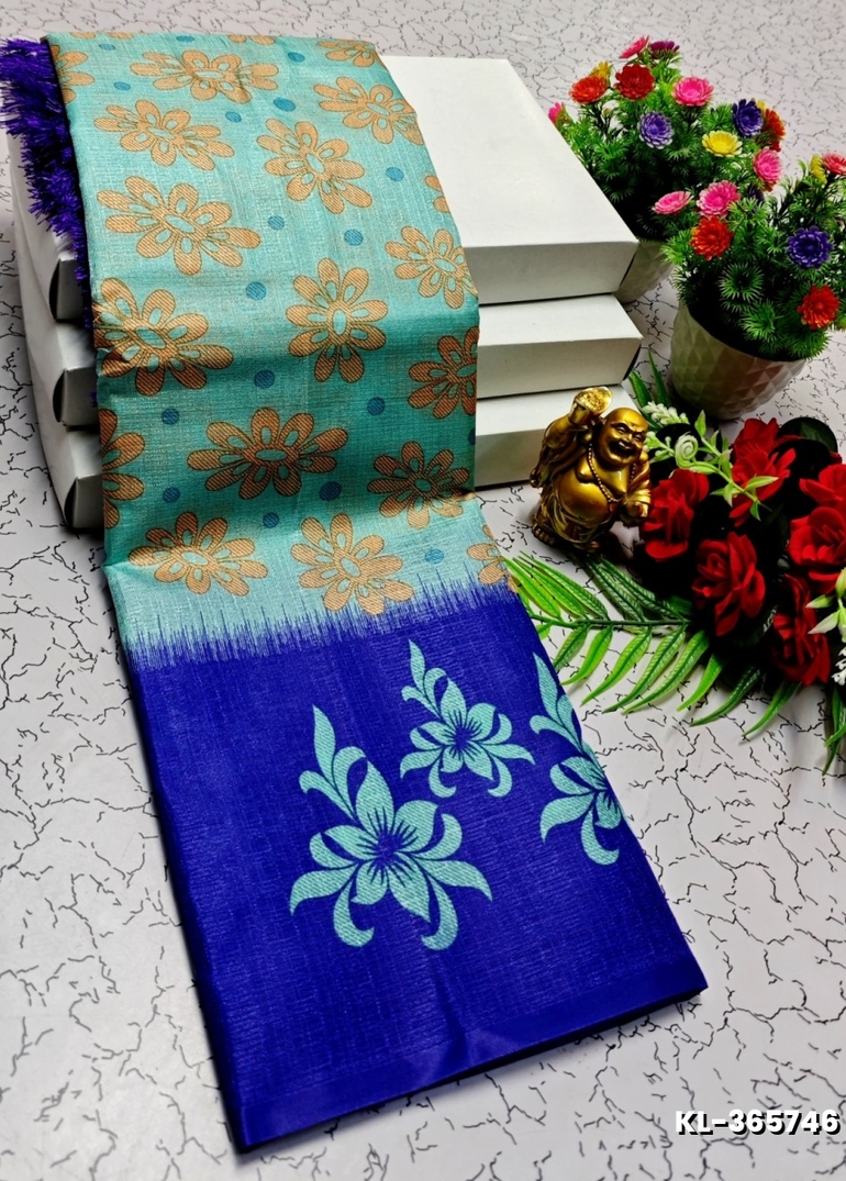 DEGITAL KARGIL PRINTED  COTTON TYPE SAREE - - LIGHT GREEN SHADE