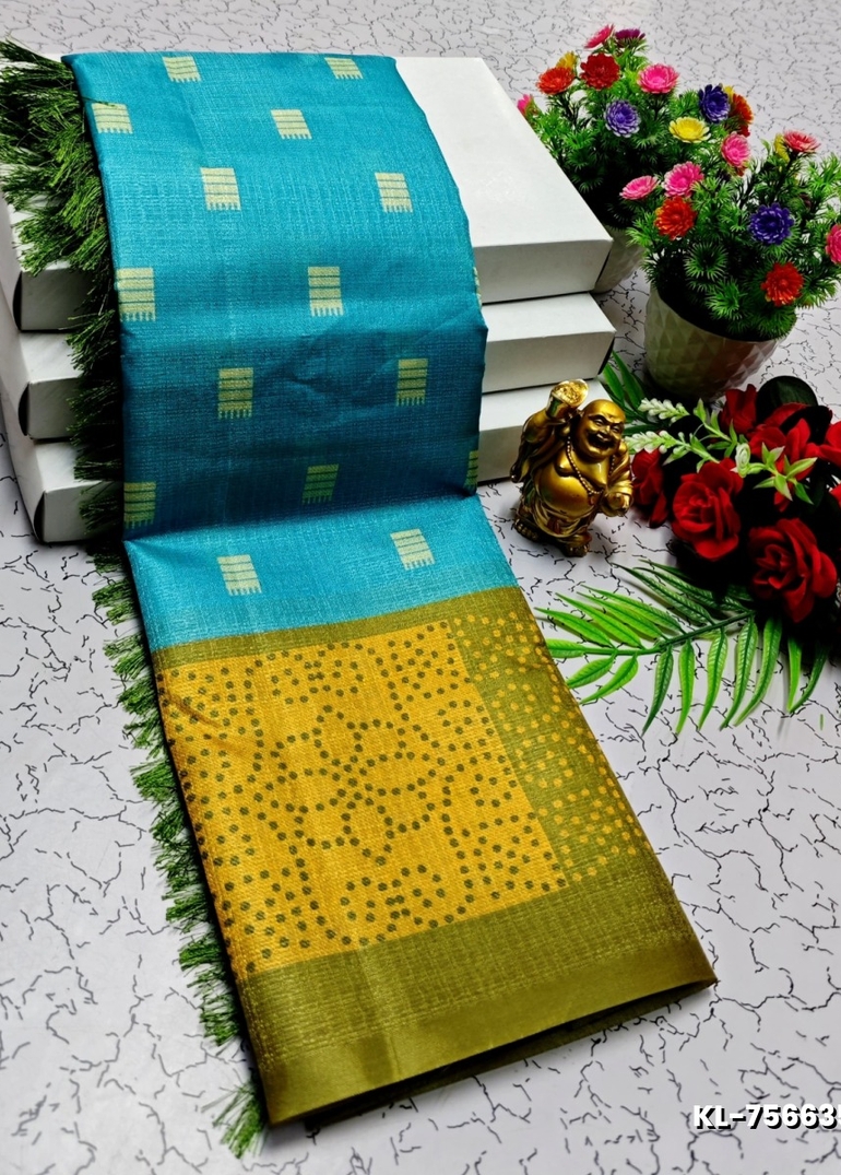 DEGITAL KARGIL PRINTED  COTTON TYPE SAREE - DARK SKY BLUE (2)