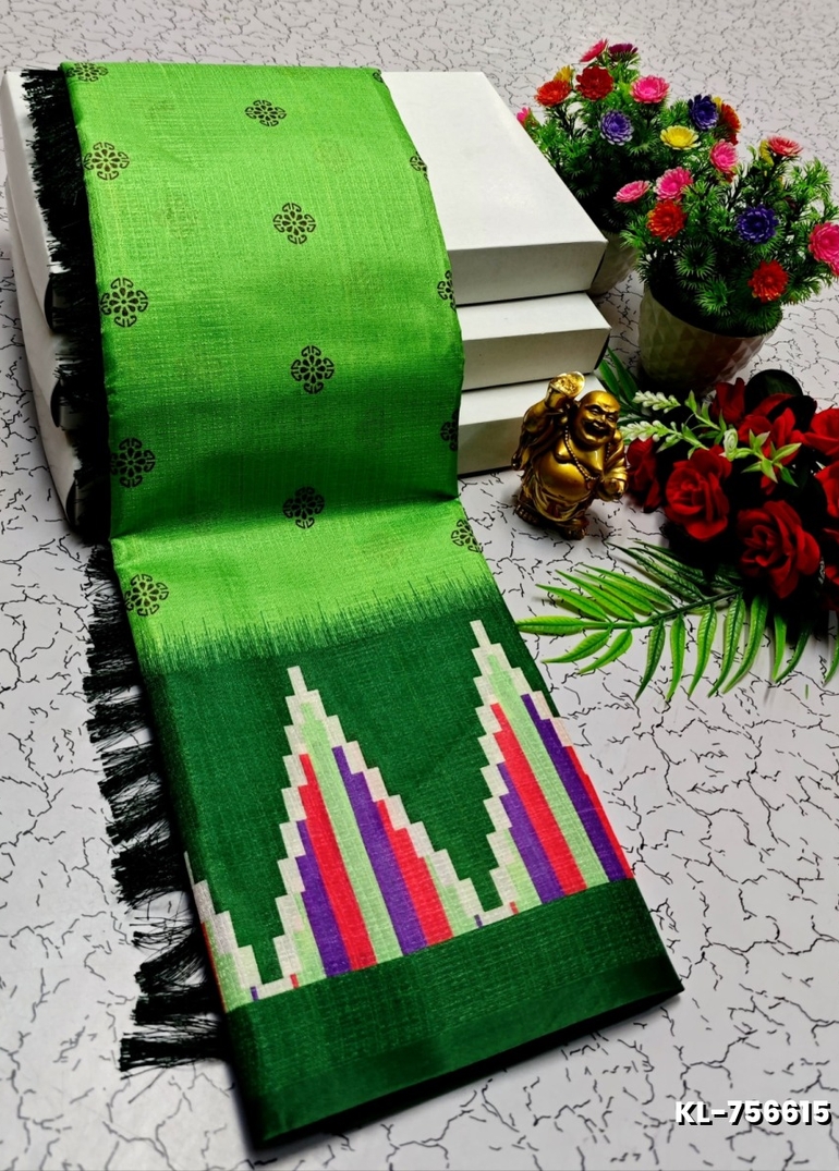 DEGITAL KARGIL PRINTED  COTTON TYPE SAREE - GREEN