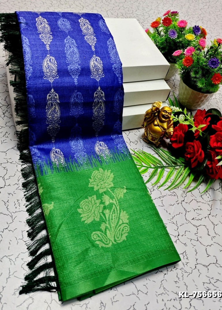 DEGITAL KARGIL PRINTED  COTTON TYPE SAREE - NORMAL  BLUE (2)