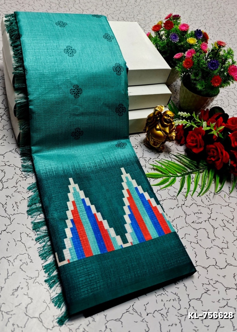 DEGITAL KARGIL PRINTED  COTTON TYPE SAREE - BULE