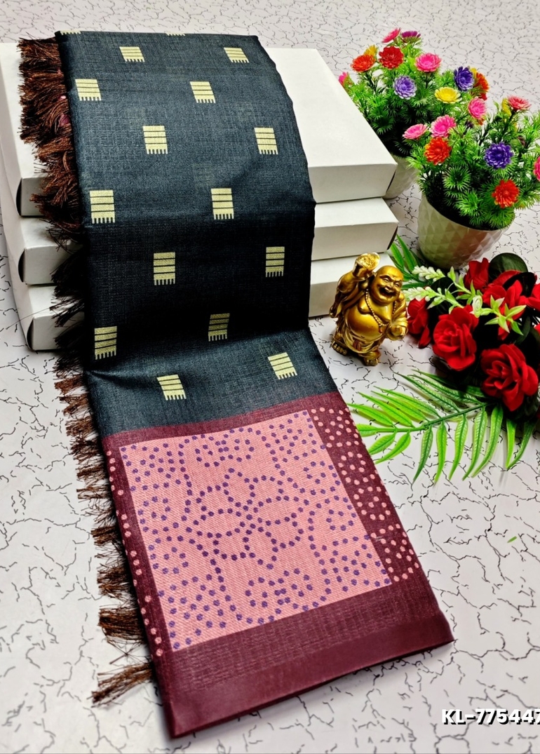 DEGITAL KARGIL PRINTED  COTTON TYPE SAREE - GRAY (1)