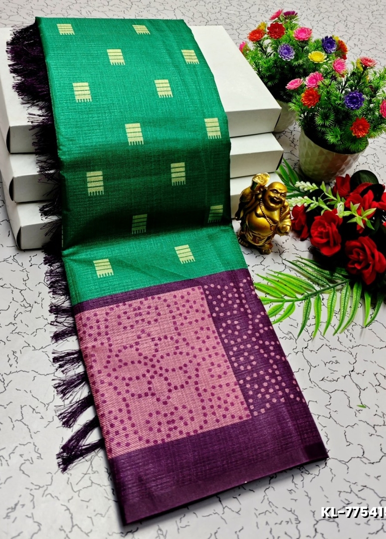 DEGITAL KARGIL PRINTED  COTTON TYPE SAREE - GREEN (1)