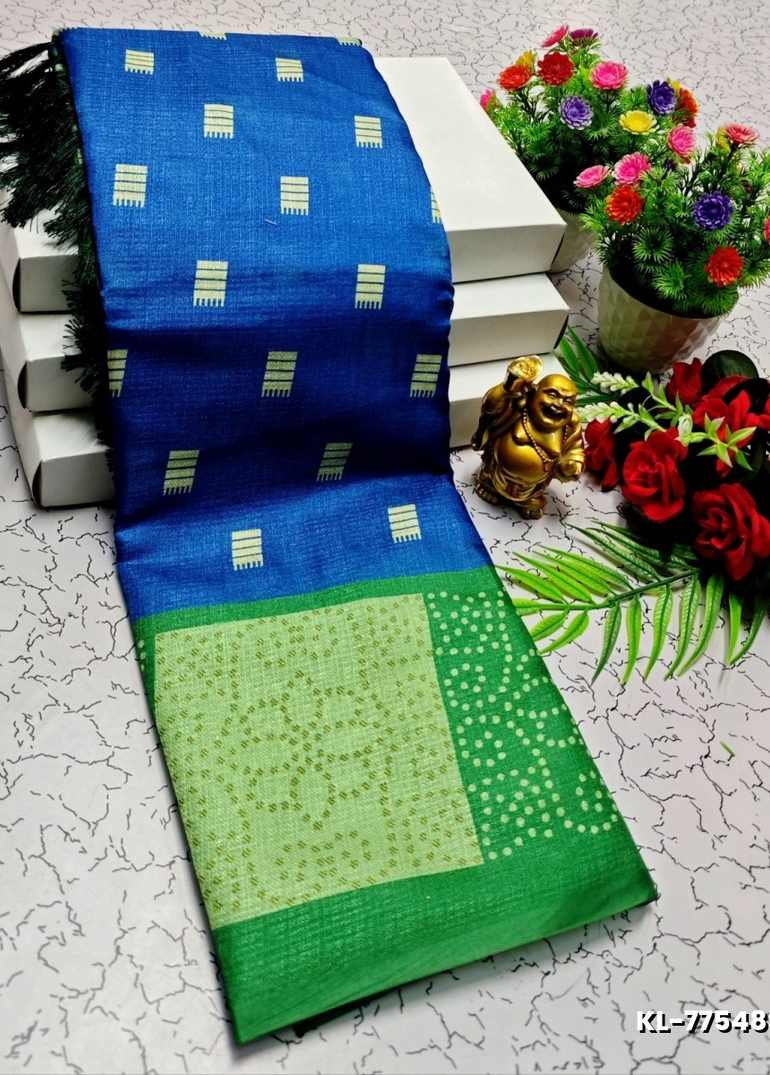 DEGITAL KARGIL PRINTED  COTTON TYPE SAREE - BLUE COLOUR (4)