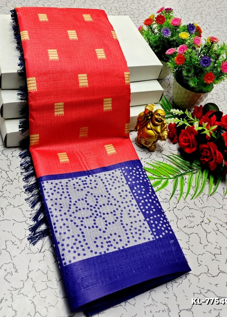 DEGITAL KARGIL PRINTED  COTTON TYPE SAREE - RED