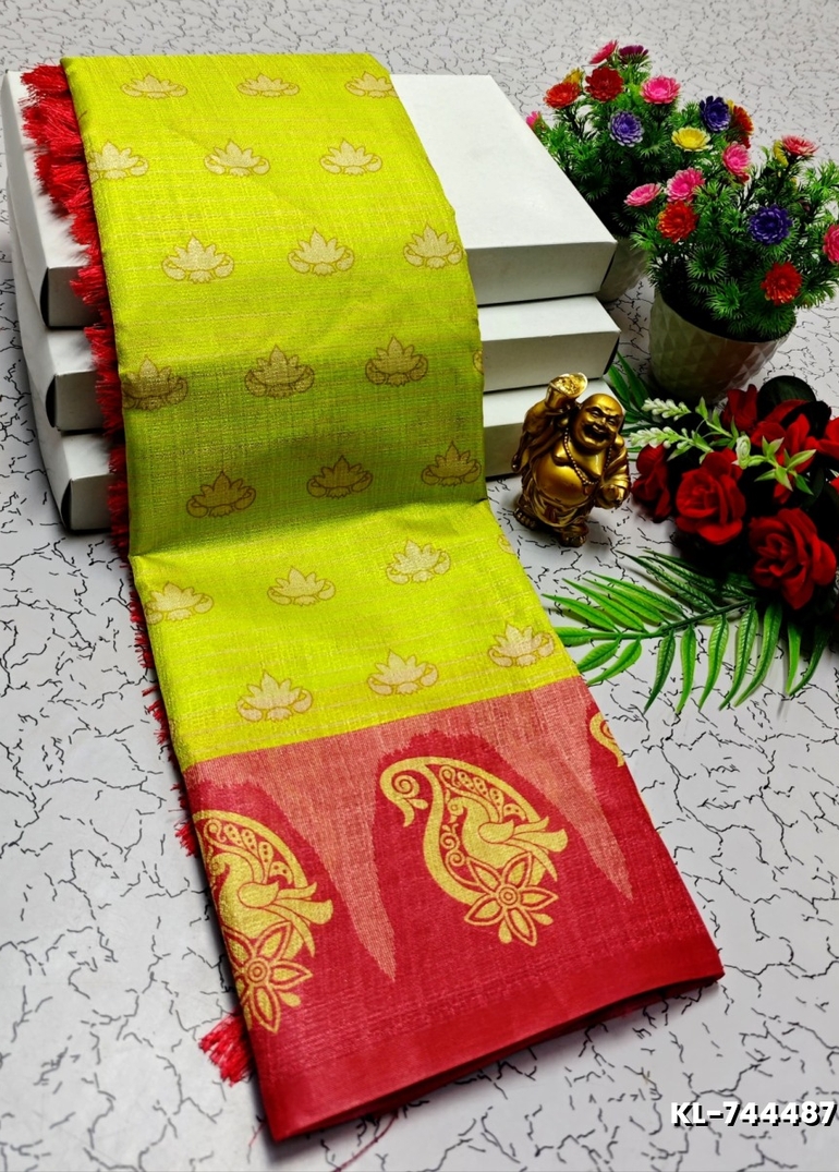 DEGITAL KARGIL PRINTED  COTTON TYPE SAREE - FLORAISON GREEN (2)