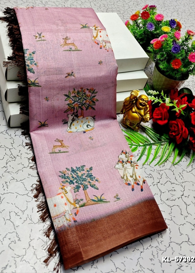 DEGITAL KARGIL PRINTED  COTTON TYPE SAREE - BABY PINK (2)