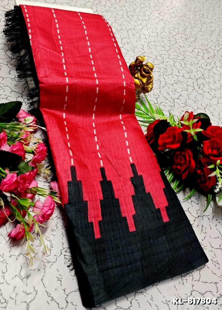 DEGITAL KARGIL PRINTED  COTTON TYPE SAREE - RED (1)