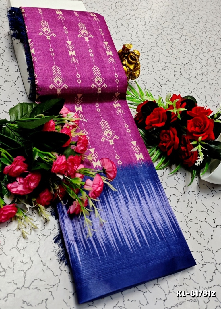 DEGITAL KARGIL PRINTED  COTTON TYPE SAREE - PINK