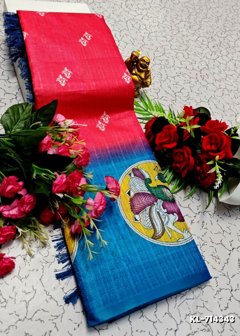 DEGITAL KARGIL PRINTED  COTTON TYPE SAREE - LIGHT PINK