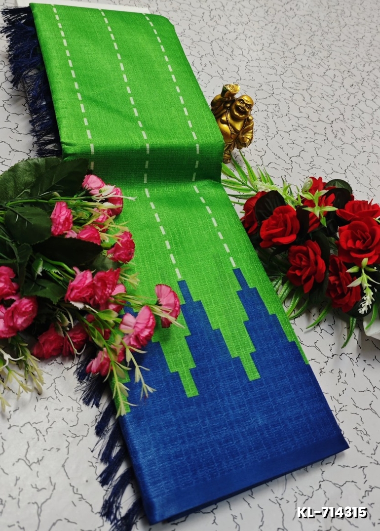 DEGITAL KARGIL PRINTED  COTTON TYPE SAREE - GREEN (3)