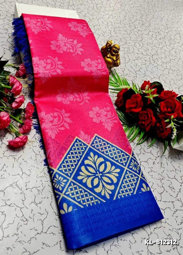 DEGITAL KARGIL PRINTED  COTTON TYPE SAREE - PINK (1)