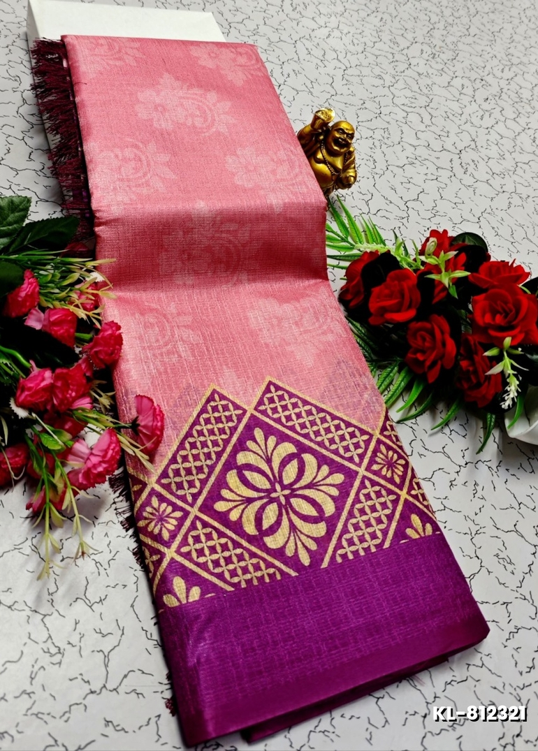 DEGITAL KARGIL PRINTED  COTTON TYPE SAREE - BABY PINK (3)