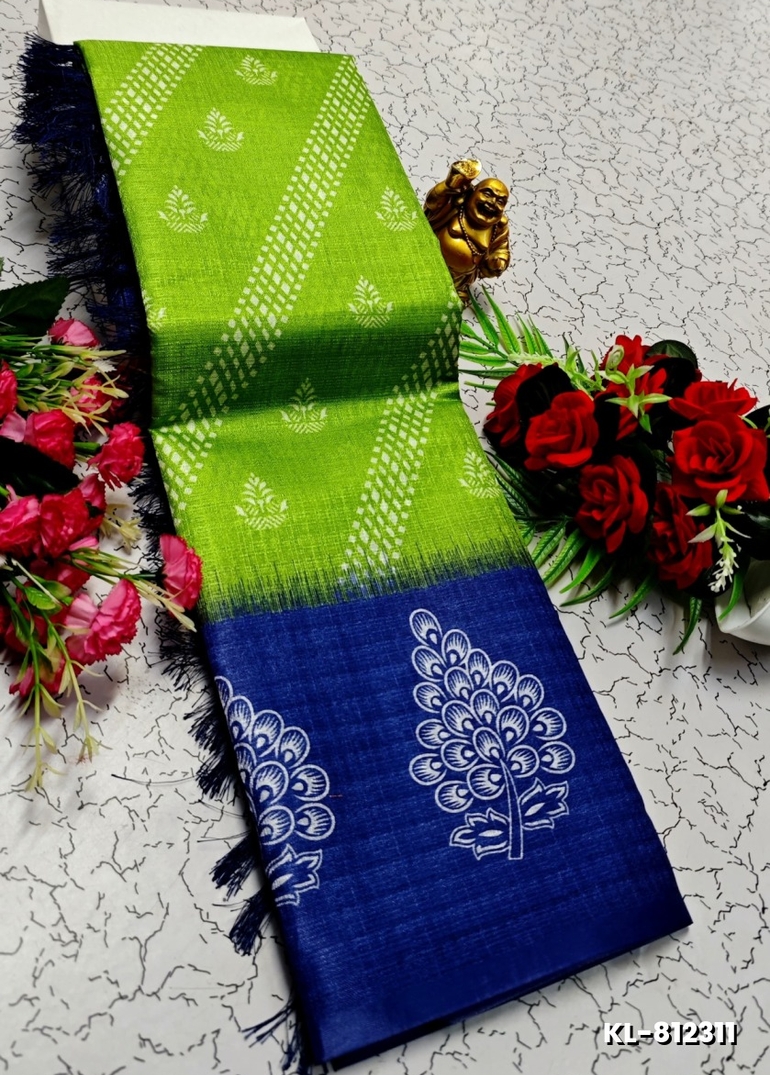 DEGITAL KARGIL PRINTED  COTTON TYPE SAREE - PARET GREEN