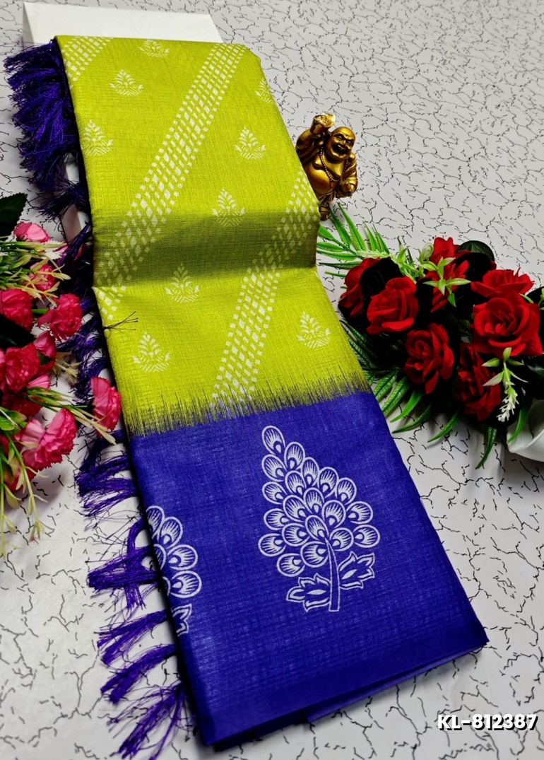 DEGITAL KARGIL PRINTED  COTTON TYPE SAREE - FLORAISON GREEN (4)