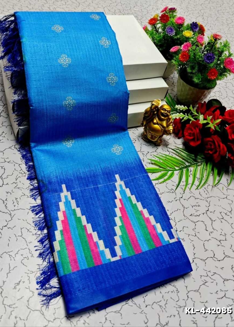DEGITAL KARGIL PRINTED  COTTON TYPE SAREE - BLUE SHADE (1)