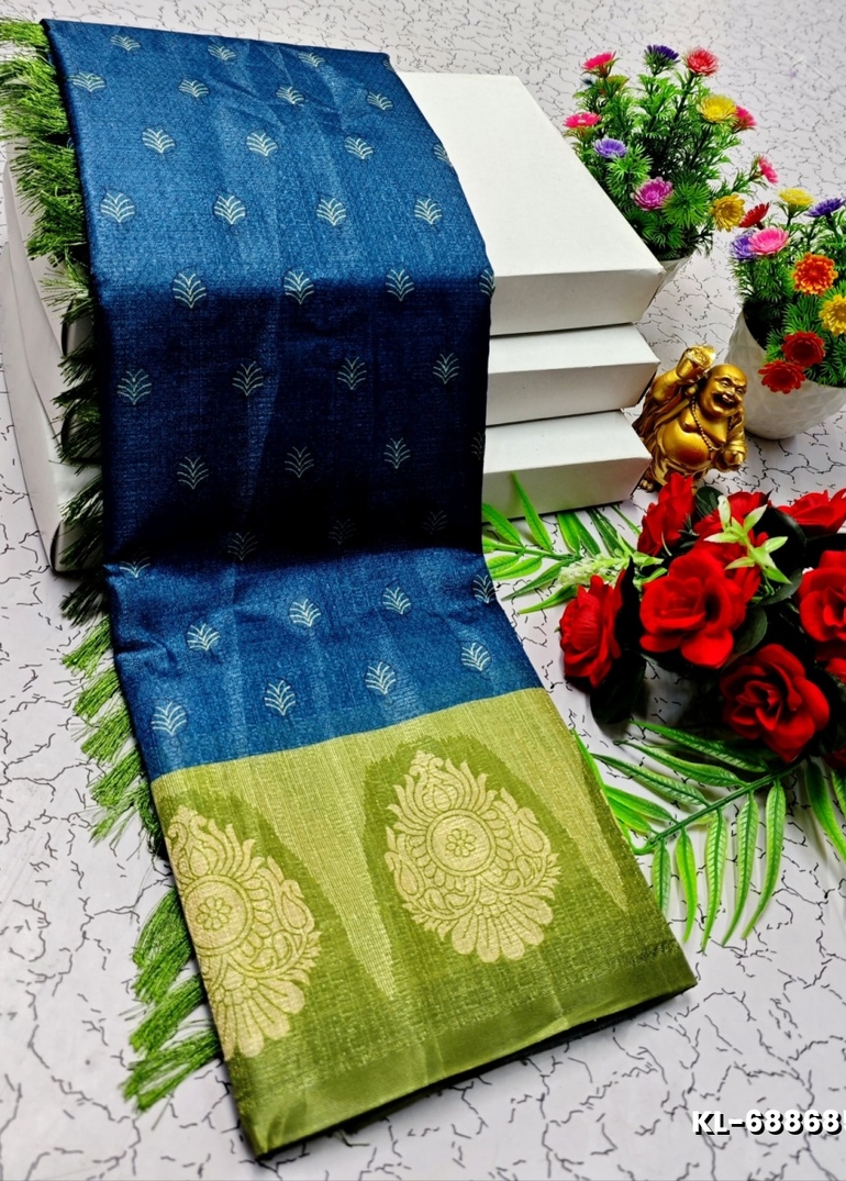 DEGITAL KARGIL PRINTED  COTTON TYPE SAREE - BLUE SHADE (4)