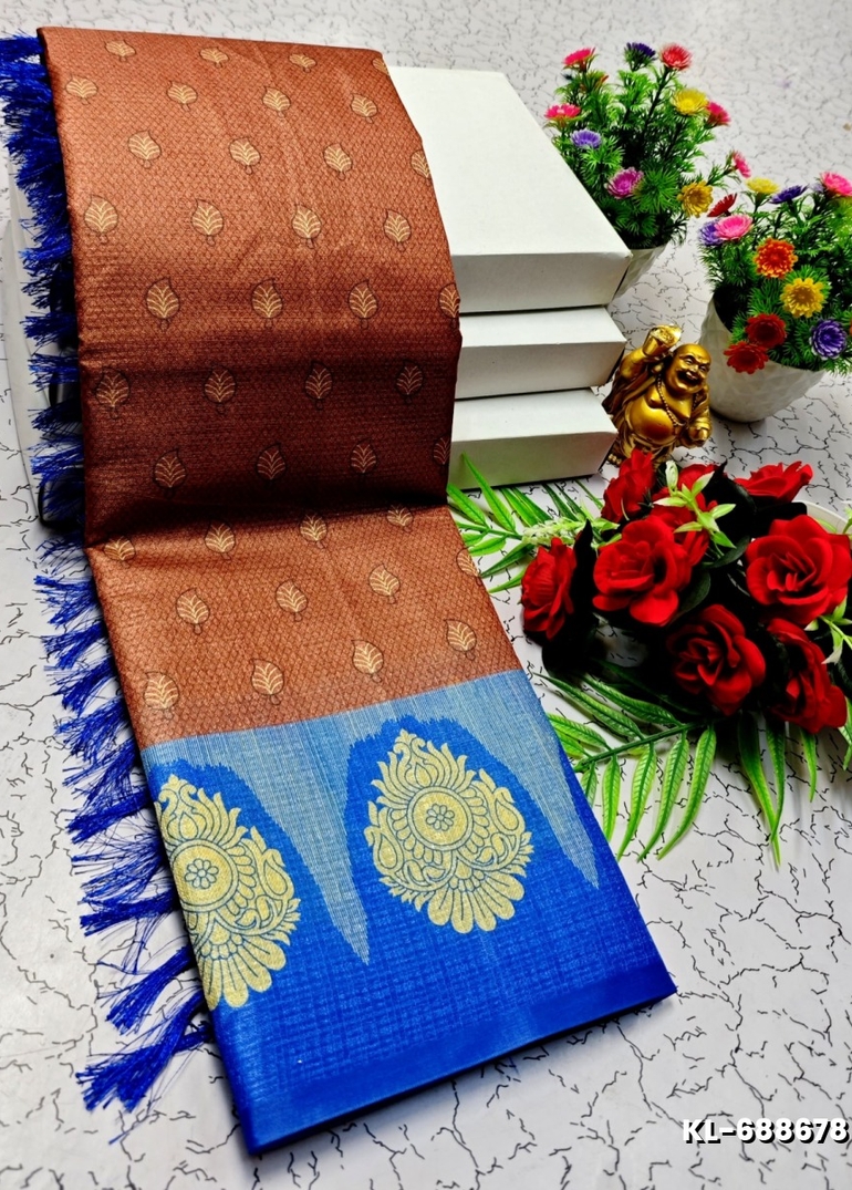 DEGITAL KARGIL PRINTED  COTTON TYPE SAREE - BRONCE COLOUR