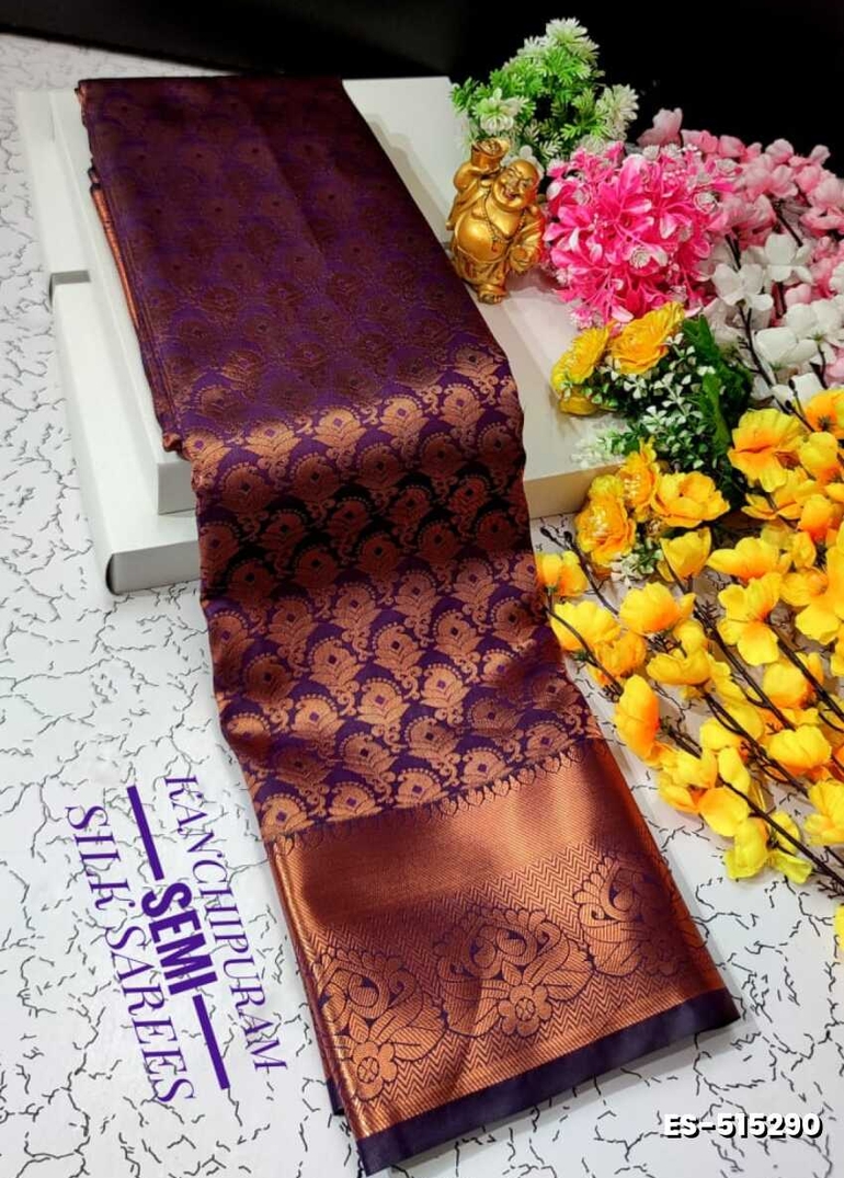 ELITE BRIDAL PICK &PICK SILK SAREES AND WEDDING ART SILK SAREES - BRINJAL COLOUR