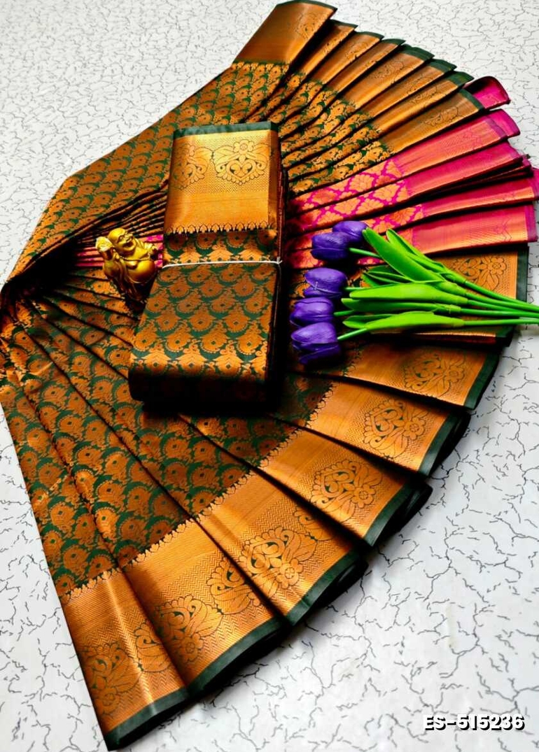 ELITE BRIDAL PICK &PICK SILK SAREES AND WEDDING ART SILK SAREES - BOTTLE GREEN (3)