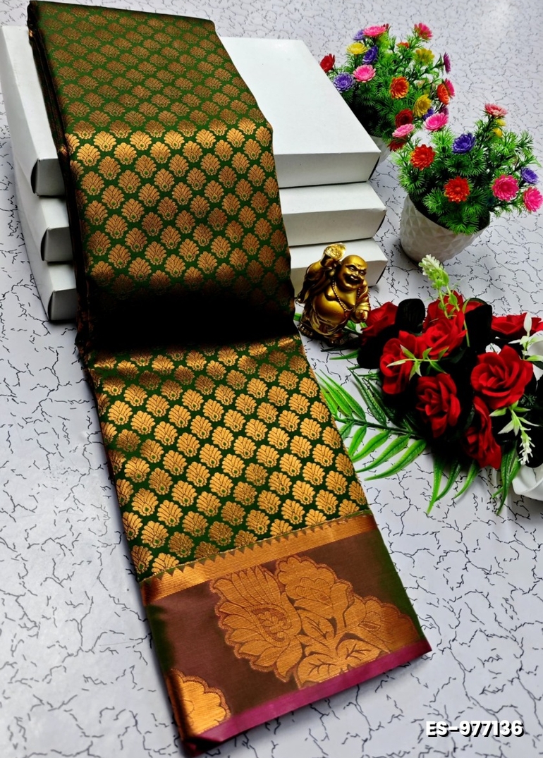 ELITE BRIDAL PICK &PICK SILK SAREES AND WEDDING ART SILK SAREES - BOTTLE GREEN (4)