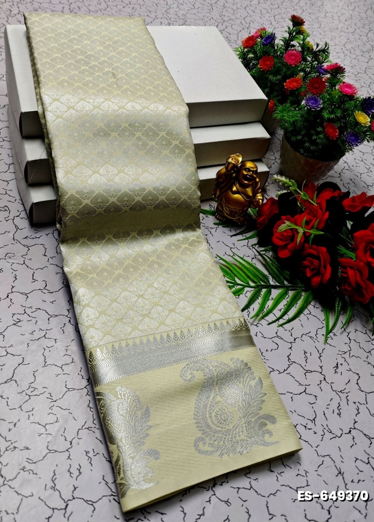 ELITE BRIDAL PICK &PICK SILK SAREES AND WEDDING ART SILK SAREES - IVORY COLOUR